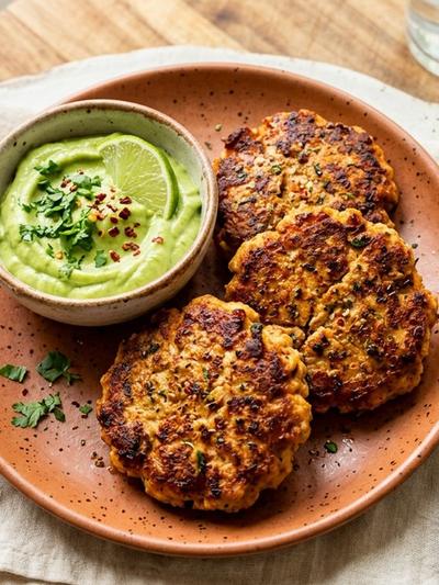 Air Fryer Mexican Turkey Chorizo Patties with Avocado Crema