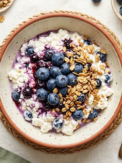 Blueberry Cottage Cheese Bowl: 4-Ingredient High-Protein Breakfast