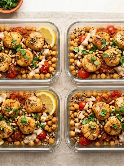 Braised Za'atar Scallops with Chickpeas and Tahini: GLP-1 Meal Prep