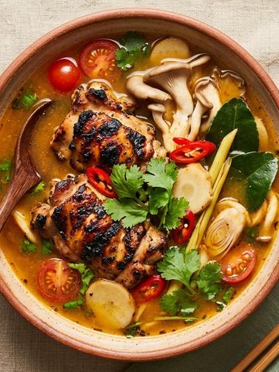 Grilled Thai Chicken Thigh Tom Yum: Smoky, Aromatic GLP-1 Soup