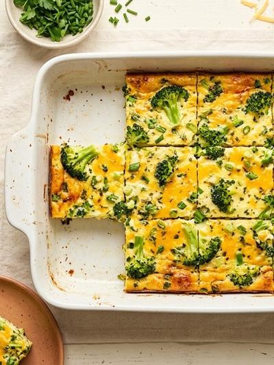 Meal Prep American Broccoli Cheddar Egg Bake: High-Protein GLP-1 Dinner