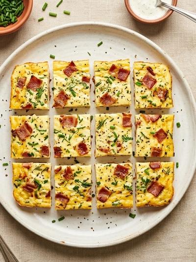 Meal Prep American Ranch Egg White Protein Squares with Turkey Bacon