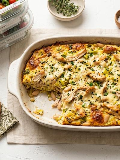 Meal Prep French Chicken and Leek Egg Bake with Gruyère