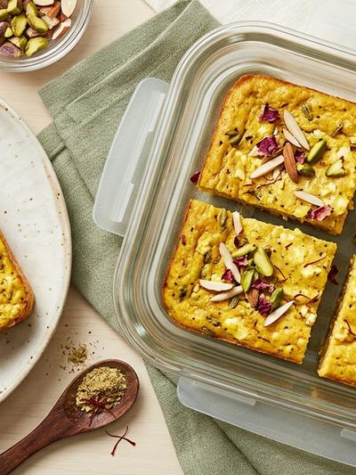 Meal Prep Indian Cardamom-Saffron Egg Protein Squares