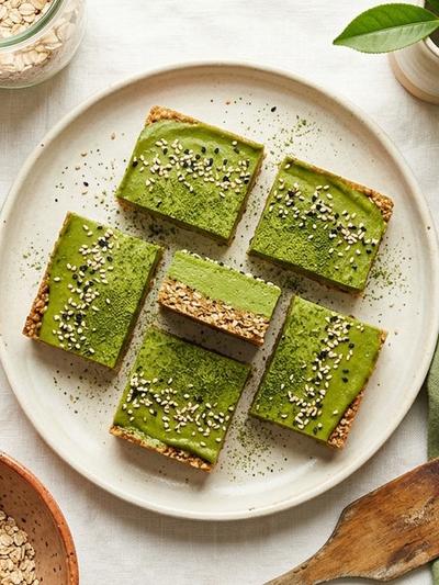 Meal Prep Japanese Matcha Egg Protein Bars with Toasted Sesame