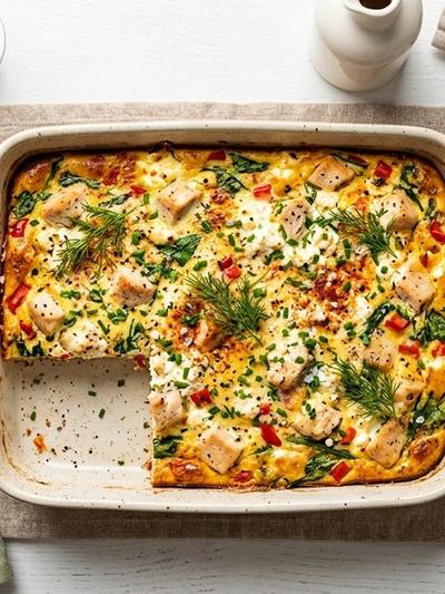 Meal Prep Nordic Chicken and Dill Egg Bake with Cottage Cheese