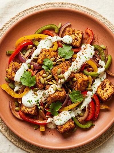 Stir-Fried Mexican Tofu Bites with Lime Crema: GLP-1 Protein Snack