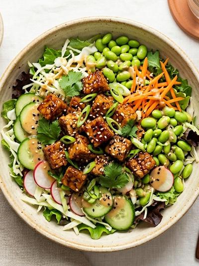 Miso-Ginger Tempeh Salad: Japanese High-Protein GLP-1 Lunch
