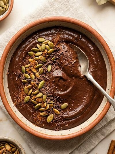 One-Pot Mexican Chocolate-Ancho Tofu Mousse with Pepitas
