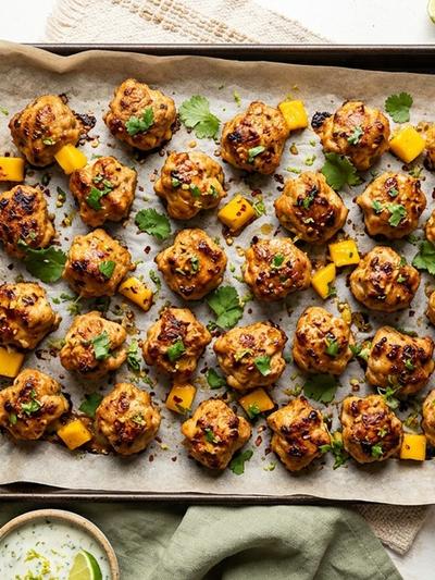 Sheet Pan Mexican Mango-Lime Turkey Protein Bites