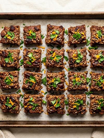 Sheet Pan Moroccan Beef and Date Protein Bites with Orange Blossom