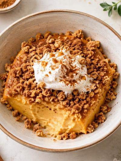 Slow Cooker American Pumpkin Pie Egg Custard with Graham Crumble