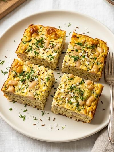 Slow Cooker German Egg Protein Squares with White Beans and Caraway