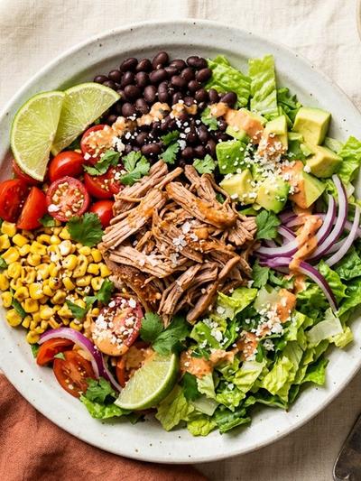 Slow Cooker Mexican Pork Tenderloin Salad with Chipotle-Lime Dressing