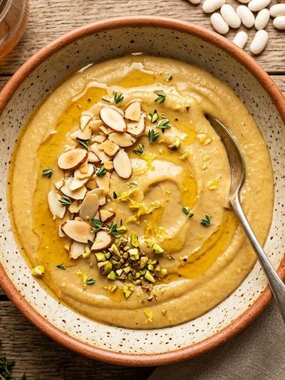 Slow Cooker Tuscan Honey-Almond White Bean Protein Budino